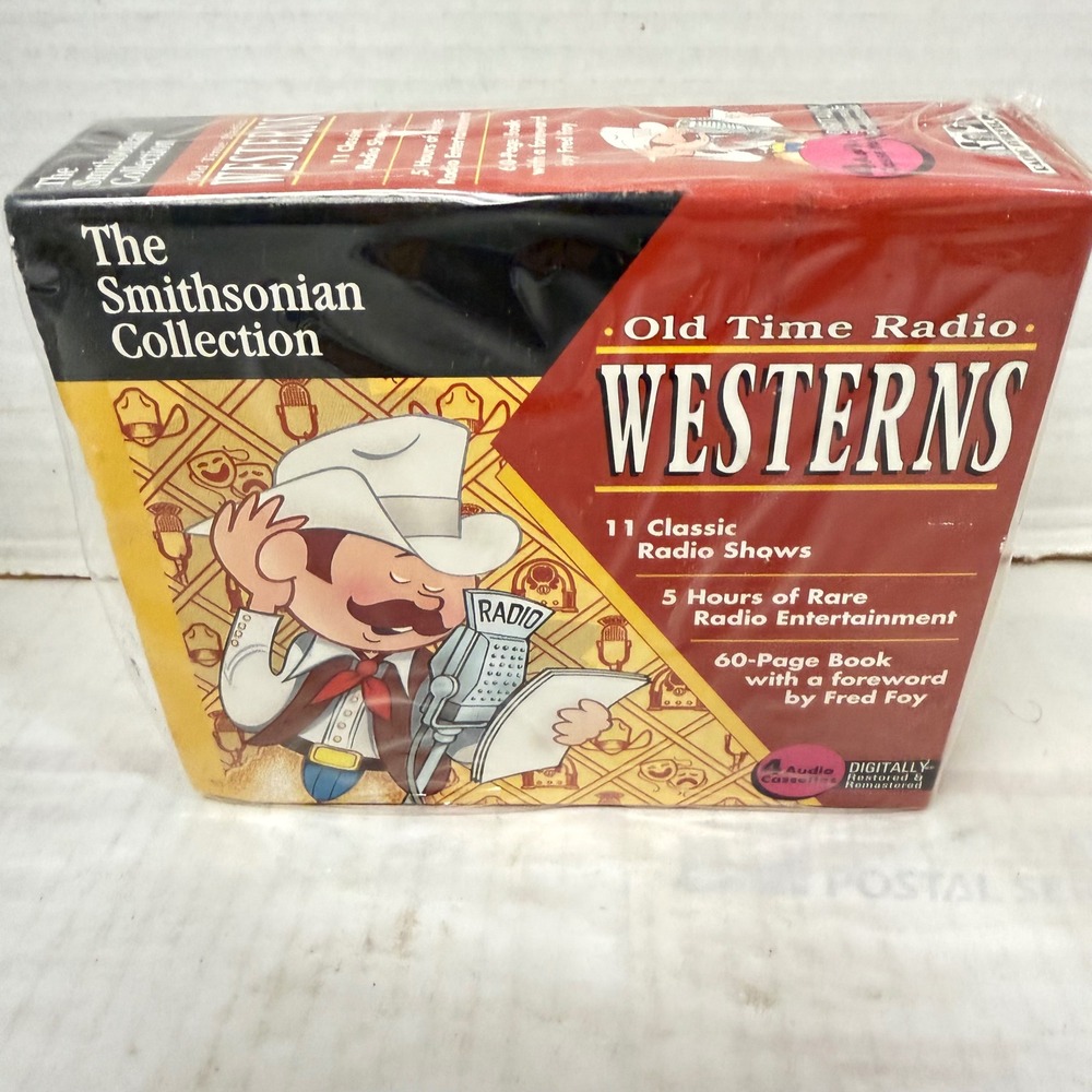 Smithsonian Old Time Radio Westerns Box Set 4 Cassettes 11 Shows Red Yellow